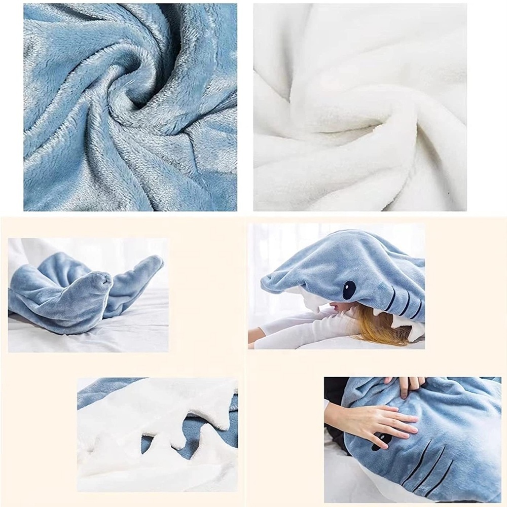 Custom Colors Shark Throw Wearable Blanket Adult  Soft Stitch Sleepwear  Cosplay Pajama Sharks Tail Manta Blanket