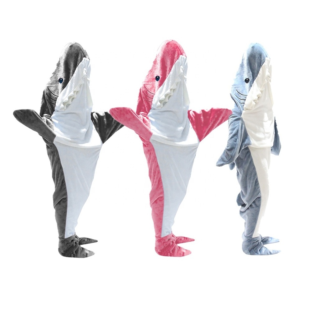 Custom Colors Shark Throw Wearable Blanket Adult  Soft Stitch Sleepwear  Cosplay Pajama Sharks Tail Manta Blanket