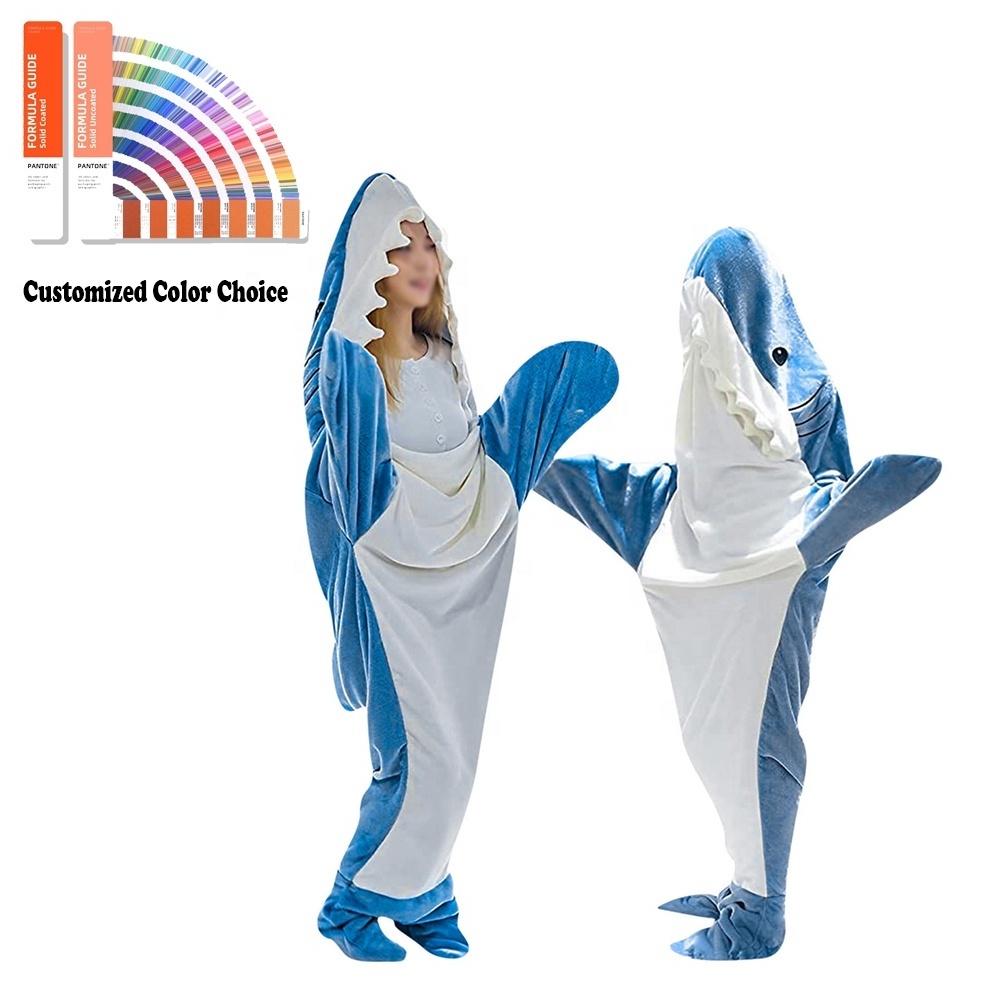 Custom Colors Shark Throw Wearable Blanket Adult  Soft Stitch Sleepwear  Cosplay Pajama Sharks Tail Manta Blanket