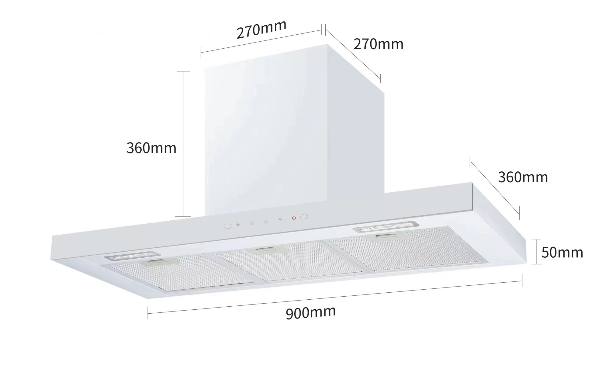 OEM supported t shape range hood stainless steel filter kitchen hood wall mounted auto clean chimney Iraq market