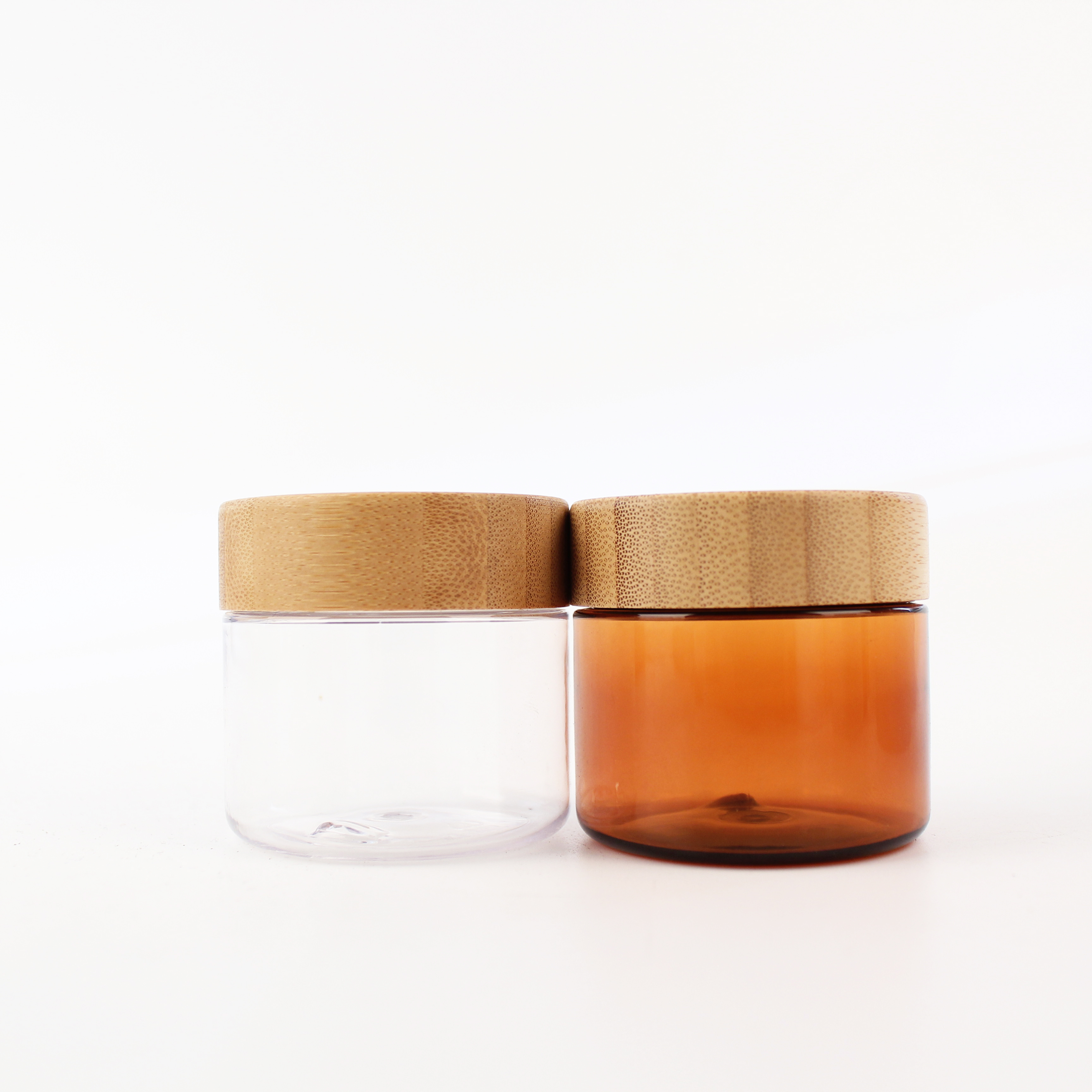 1oz 2oz 5oz 8oz 16oz Bamboo Cosmetic packaging frosted plastic cream jar with bamboo lid PJB-7Z