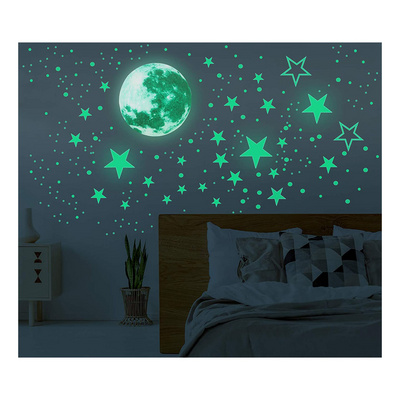 Custom Night Glow in The Dark Moon and Star Wall Stickers Adhesive Room Decor Ceiling Art Stickers for Kids Bedroom