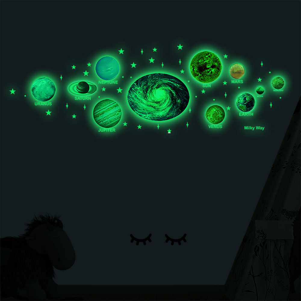 Luminous Solar System Wallpaper Sticker Promotional Gifts Custom Moon Stars For KidS Room Wall Sticker Decorationkids Decal