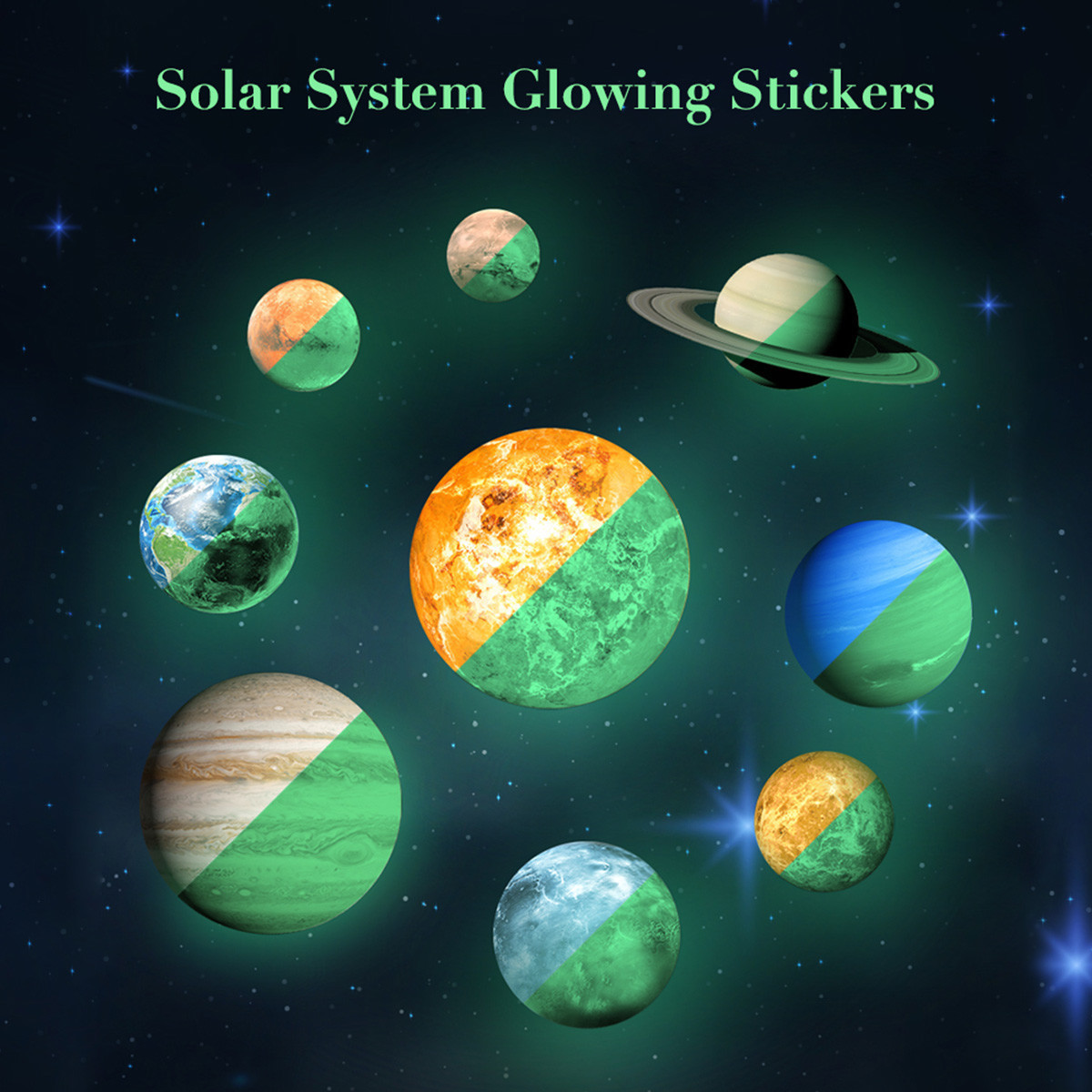 Glow In The Dark and Planets Bright Solar System Planets Wall Stickers For Bedroom Child For Wall Sticker Decoration