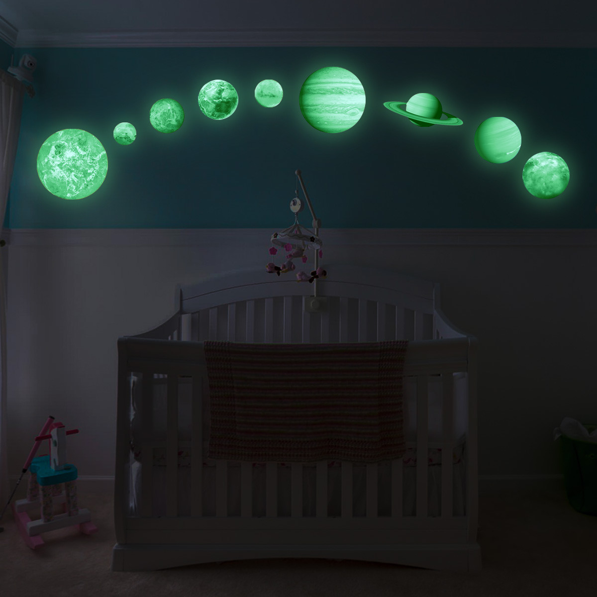 Glow In The Dark and Planets Bright Solar System Planets Wall Stickers For Bedroom Child For Wall Sticker Decoration