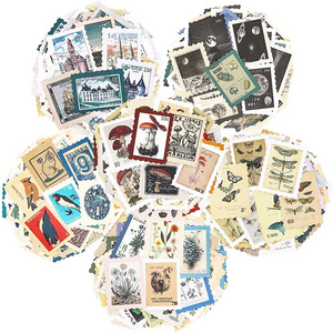 Custom Vintage Postage Stamp Stickers Set Botanical Deco Sticker for Bullet Journal Scrapbooking