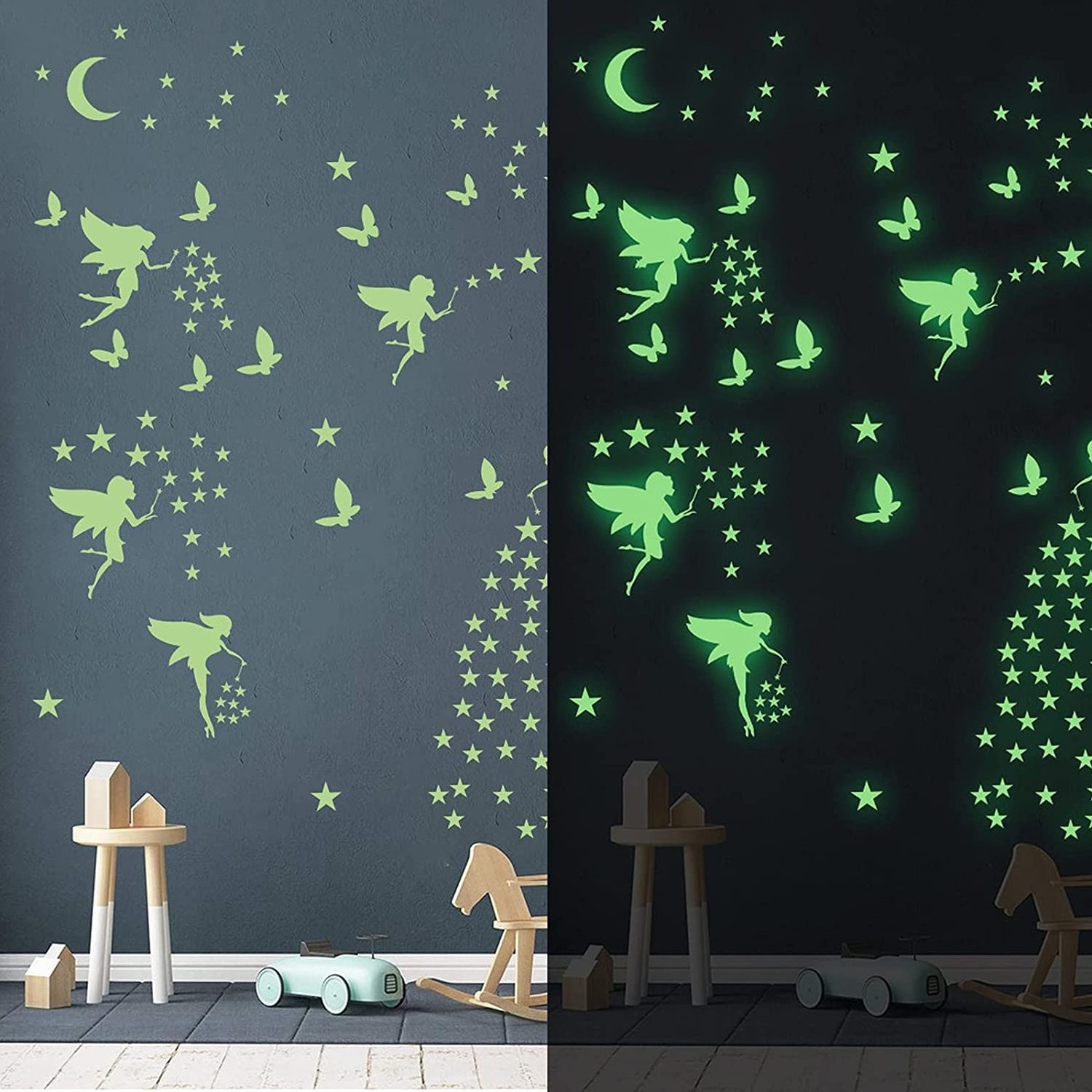 MyWay Custom Dreamlike Butterflies Fairy Home Ceiling Decoration Glow in The Dark  Wall Decals Sticker Luminous Stickers