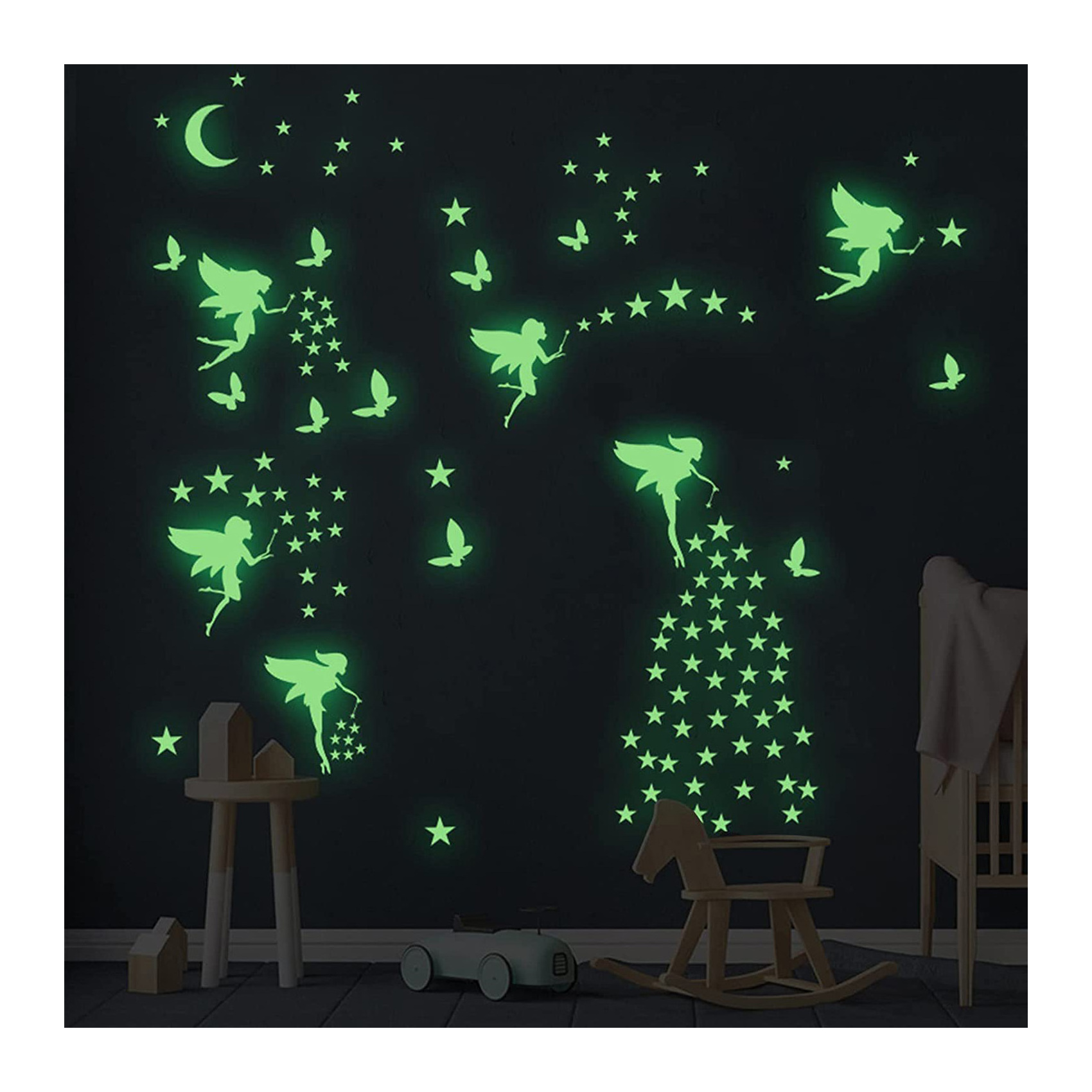 MyWay Custom Dreamlike Butterflies Fairy Home Ceiling Decoration Glow in The Dark  Wall Decals Sticker Luminous Stickers