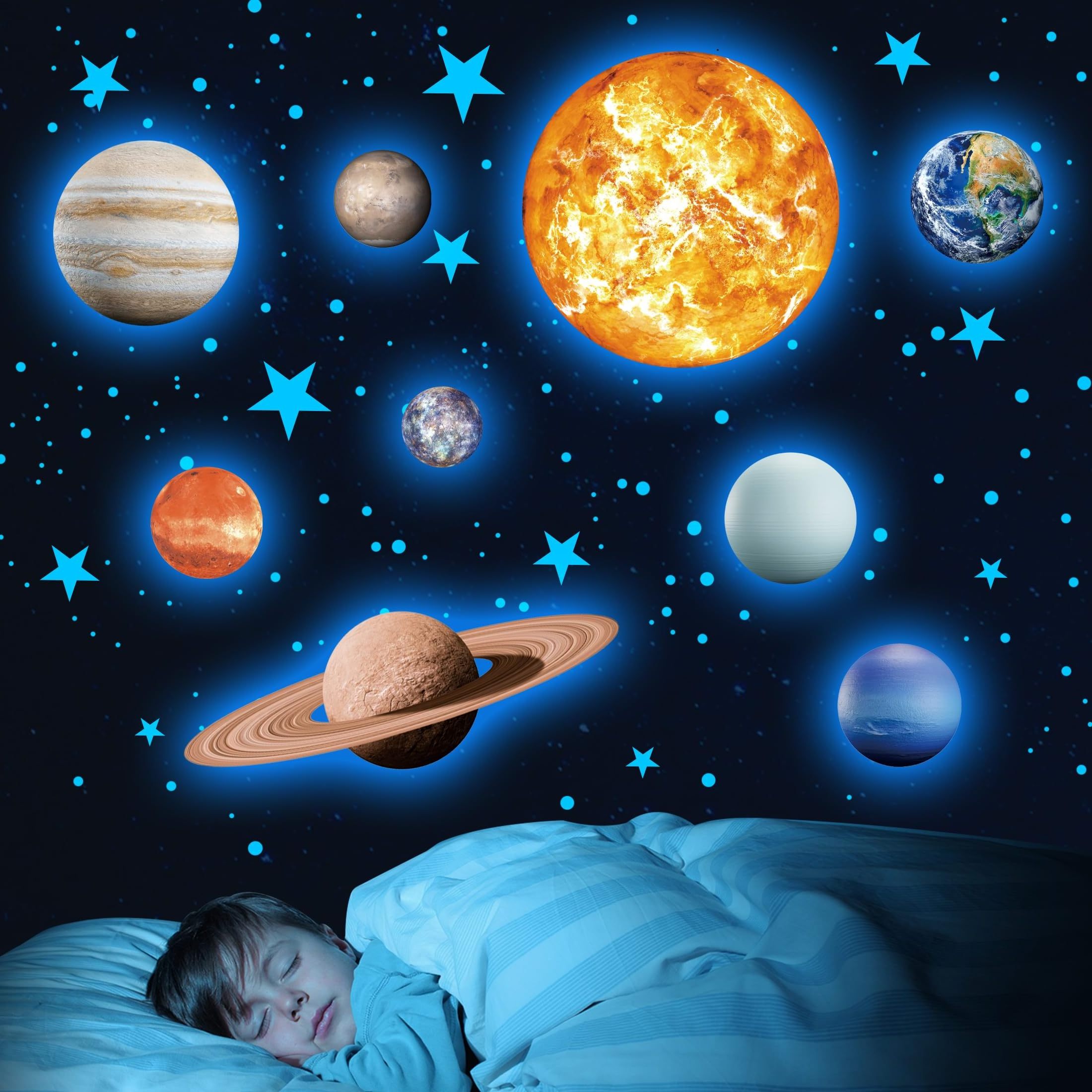 Myway Glow in The Dark Stars Solar System Wall Stickers and Planets  Decoration for Kids Room Home Glow  Luminous Stickers