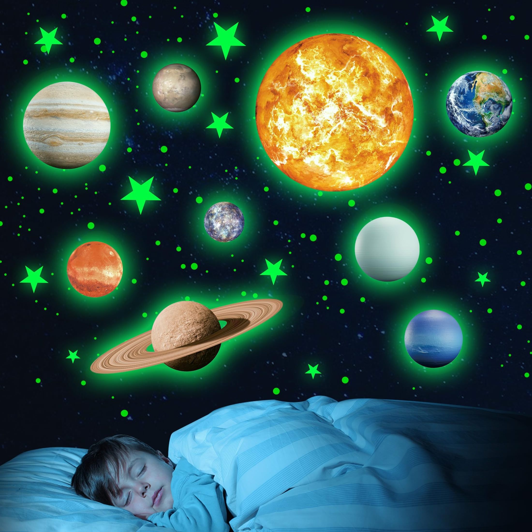 Myway Glow in The Dark Stars Solar System Wall Stickers and Planets  Decoration for Kids Room Home Glow  Luminous Stickers