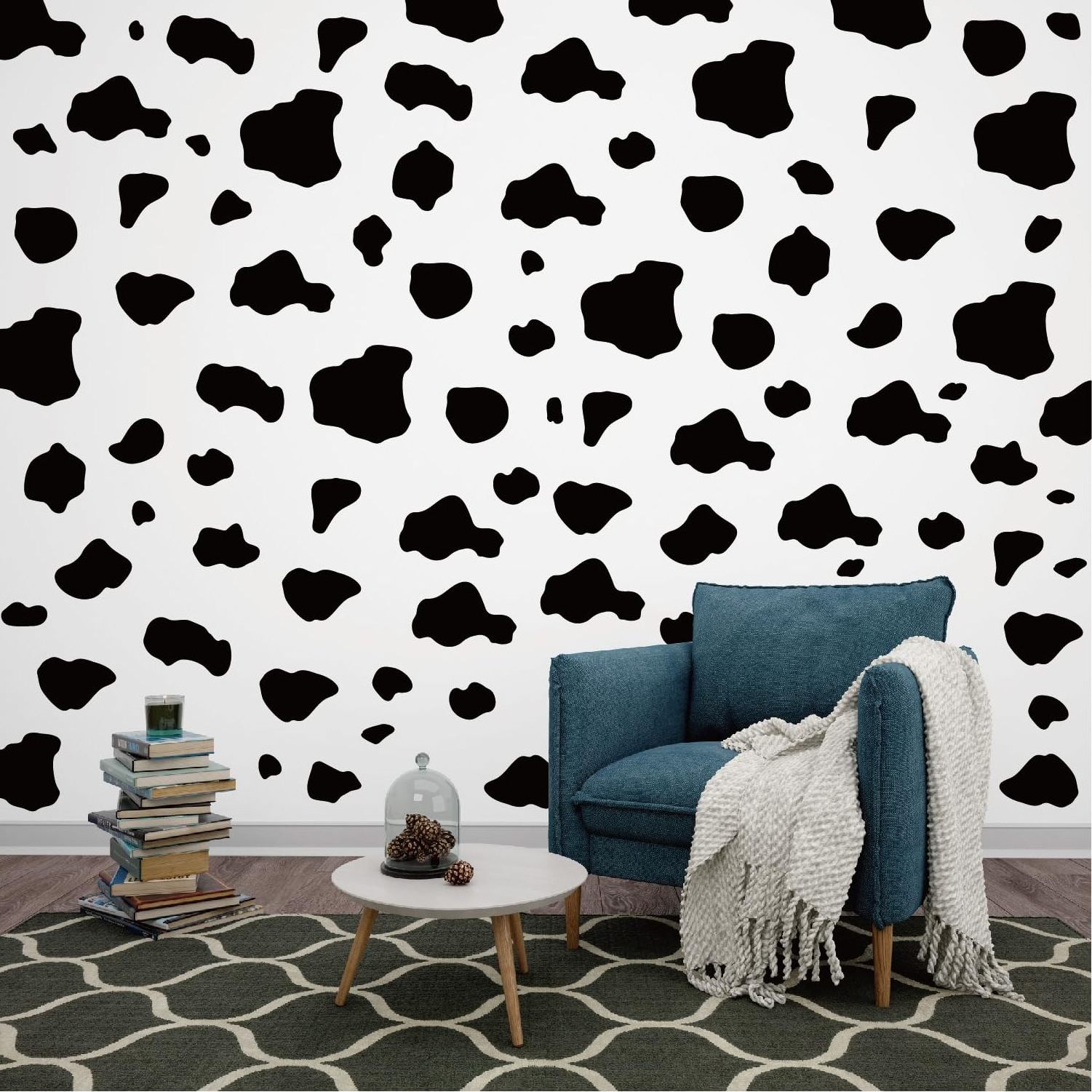 Waterproofs and Removable Custom PVC Sticker Cow Print Stickers | Cow Print Decor Decals for Wall Bedroom Living Room