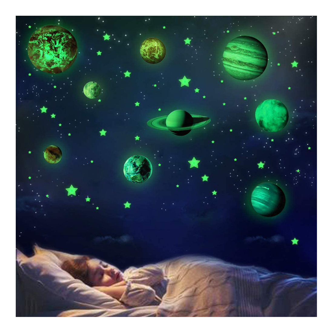 Glow In The Dark Stars Decals For Boys And Girls Rooms 3D Glowing Wall Sticker Removable Wall Stickers For Kids Room