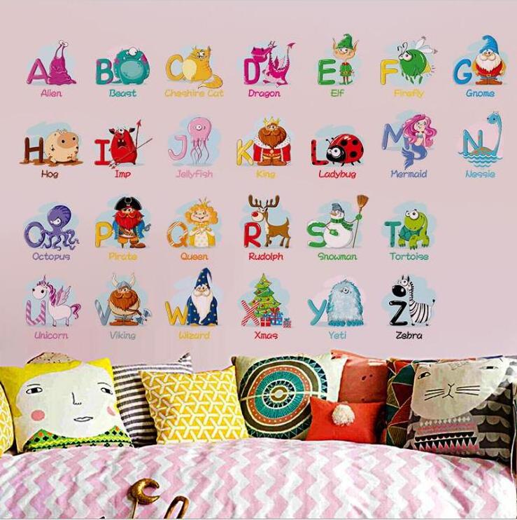 Myway Hot Sales Educational ABC Alphabet Baby Room Decoration Animals Wall Stickers