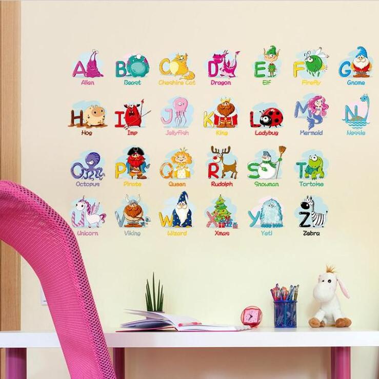 Myway Hot Sales Educational ABC Alphabet Baby Room Decoration Animals Wall Stickers