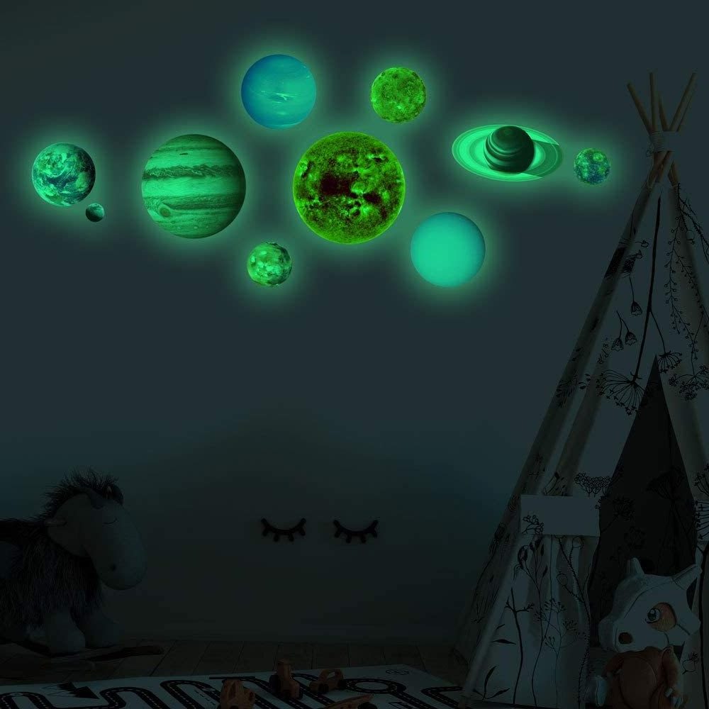 Hot Sale Glow In The Dark Stickers Solar System Wall Stickers For Kids Room Decorate