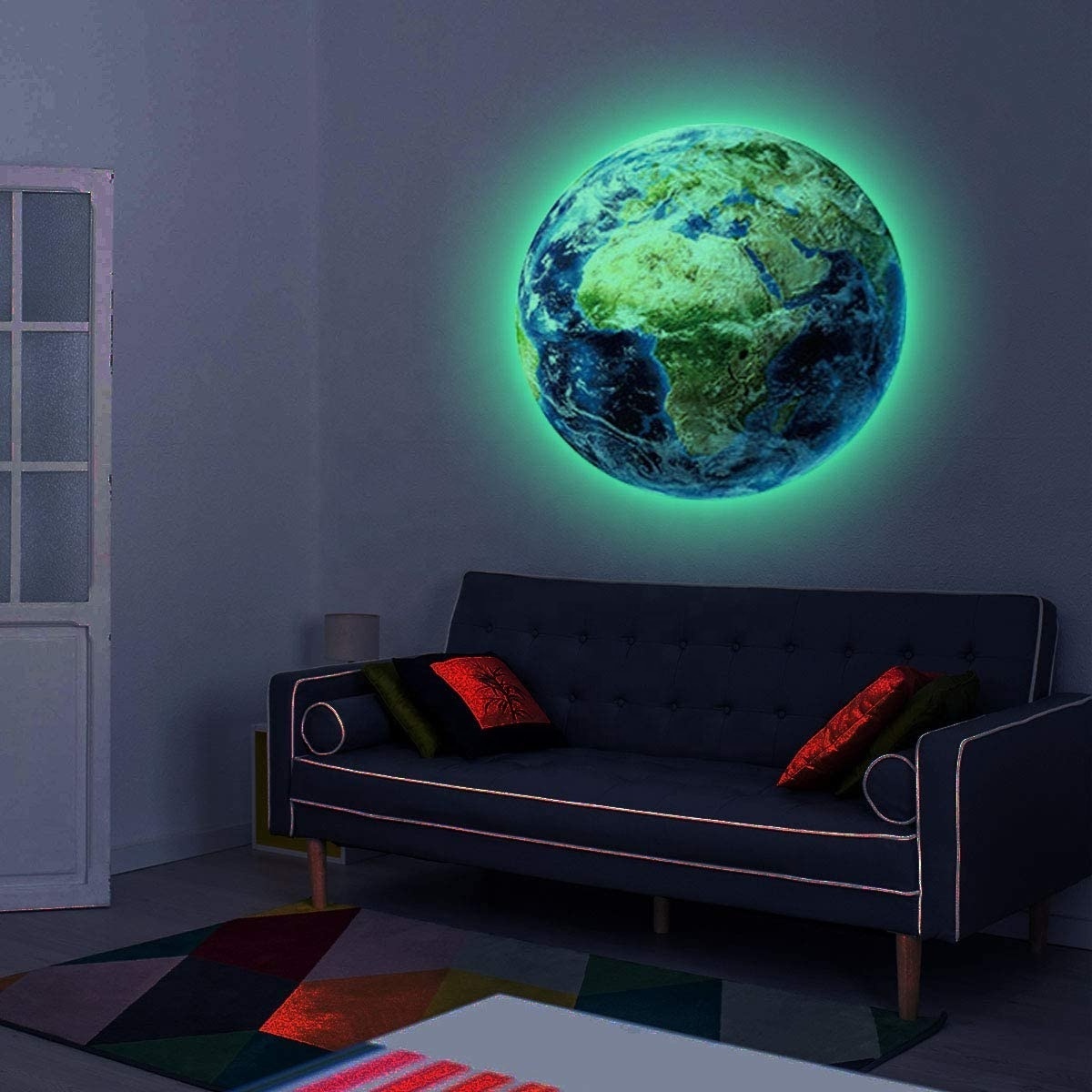 Myway Luminous Earth 3D Wall Stickers Glow in the Dark PVC Material Removable Adhesive Decals for Kids Room Decor