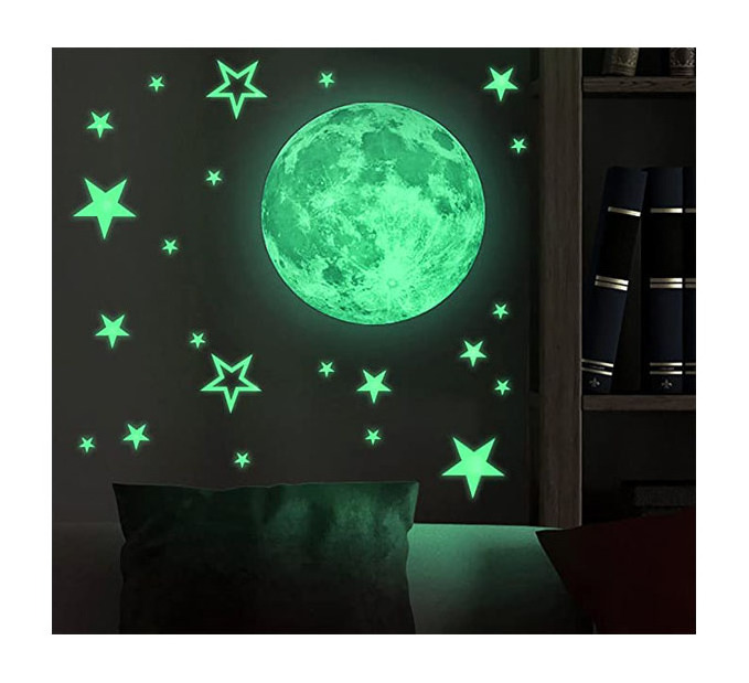 Custom Pvc Wall Stickers for Kids Room Night Glow in the Dark Stars and Moon Wall Decoration Modern 3D Sticker