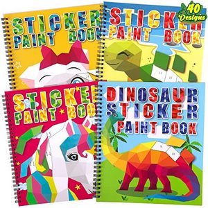 Myway 2024 Kid Brain Games Sticker Paint Book by Letter Magical Creatures Sticker Puzzles, Sticker Book Custom