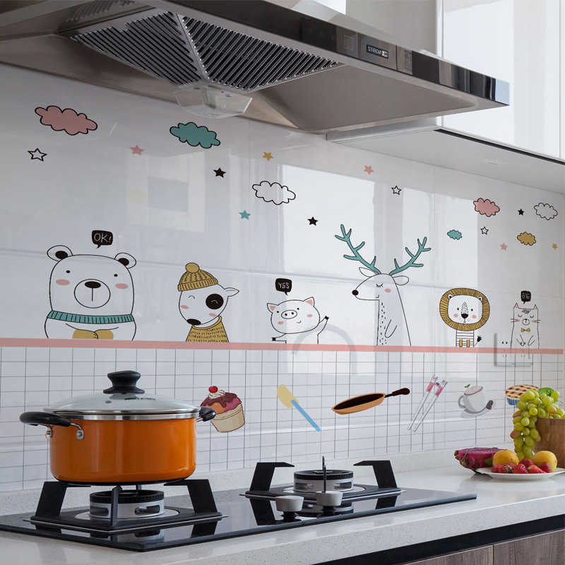 Cartoon Kitchen Decal for Wall Fridge Stickers Vinyl Decor for Cooking Bench Lockers Refrigerator