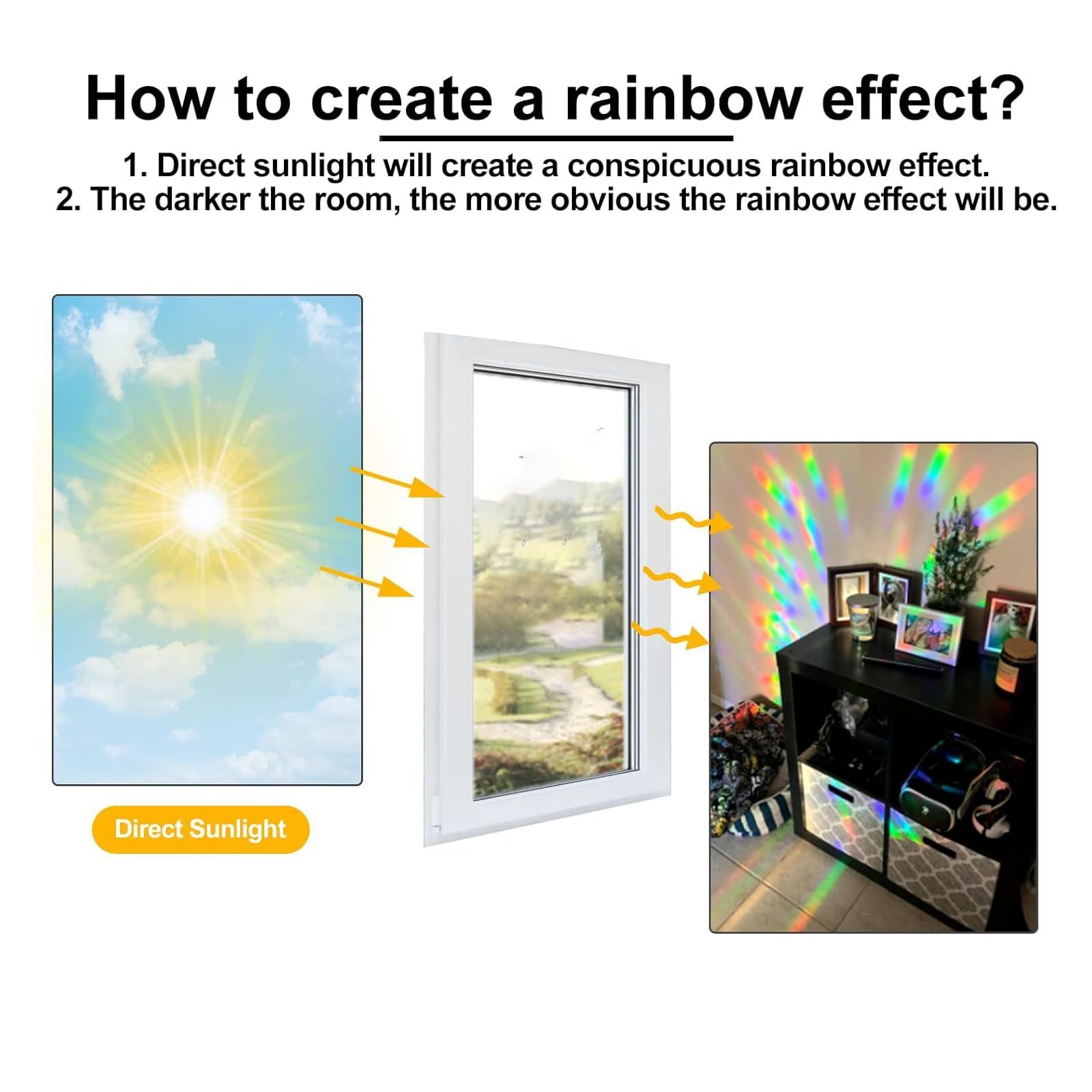 Holographic Vinyl sticker window decal custom rainbow sun catcher wall stickers window cling Anti-Collision