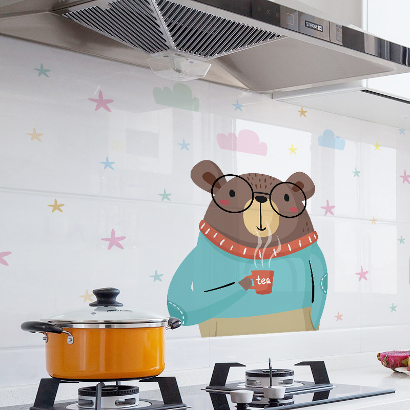 Cartoon Kitchen Decal for Wall Fridge Stickers Vinyl Decor for Cooking Bench Lockers Refrigerator