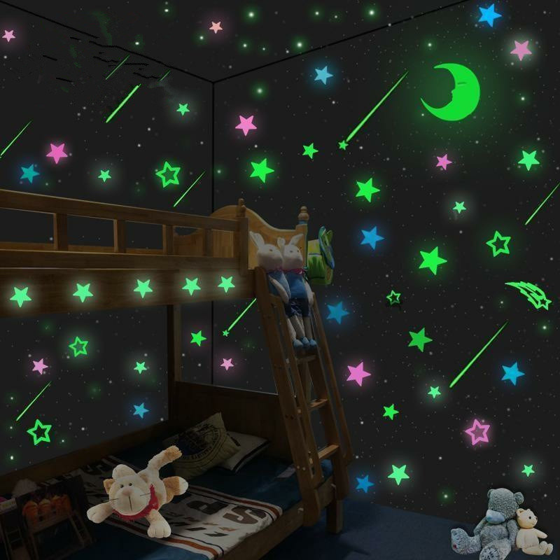 Myway 3D Fluorescent Luminous Night Glow in The Dark Stars Wall Sticker For Kids Room Decoration