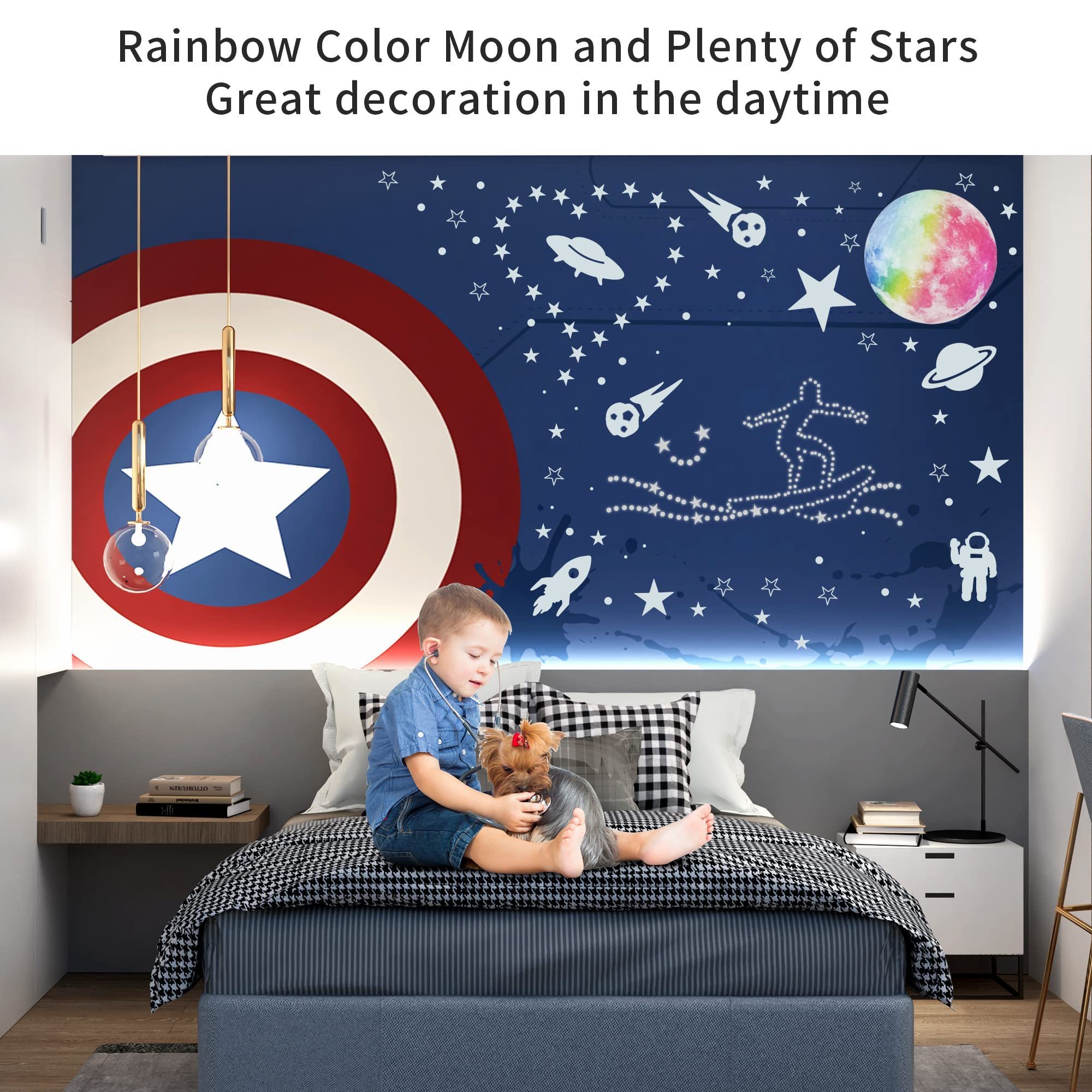 Myway 2024 Dark Stars for Ceiling, Glowing Stars and Planets  Decoration for Kids Room Home Glow  Luminous Stickers