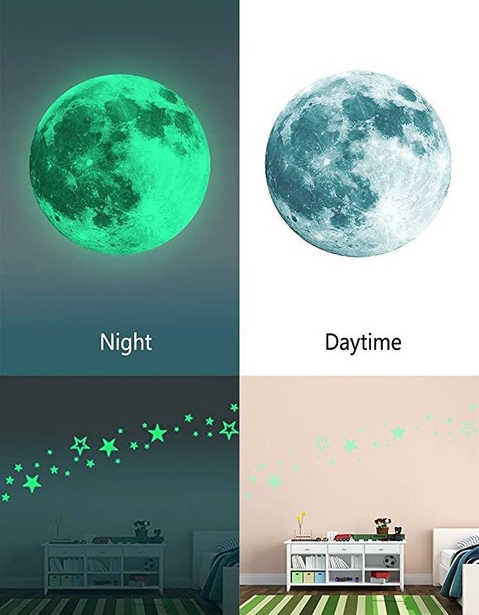 Custom Pvc Wall Stickers for Kids Room Night Glow in the Dark Stars and Moon Wall Decoration Modern 3D Sticker