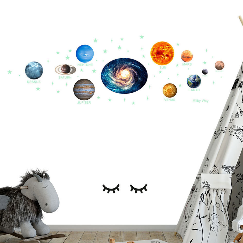 Luminous Solar System Wallpaper Sticker Promotional Gifts Custom Moon Stars For KidS Room Wall Sticker Decorationkids Decal