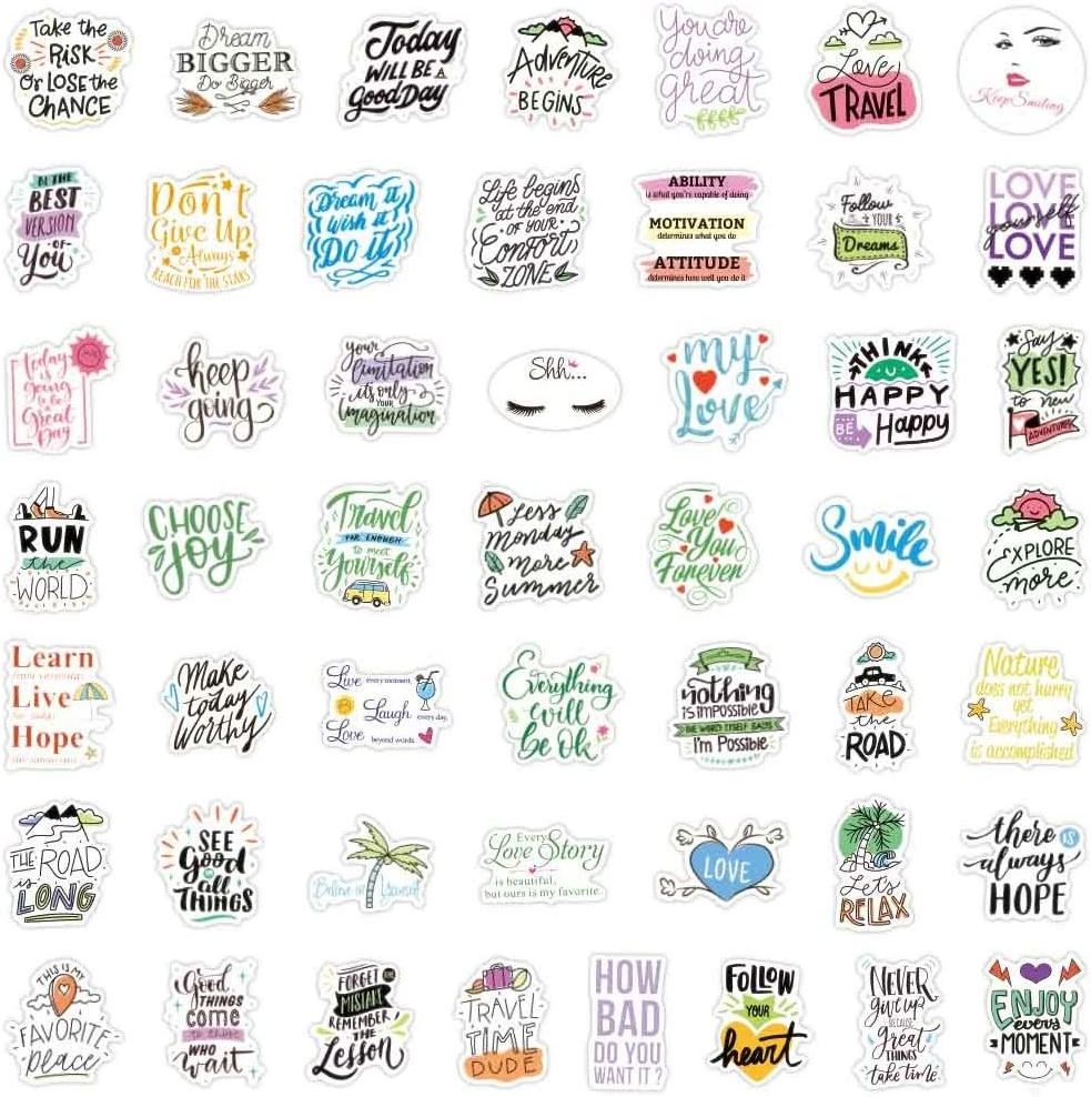 200Pcs Custom Positive Affirmation Motivational Vinyl Quotes Stickers for Water Bottle Adults Women Teens Kids