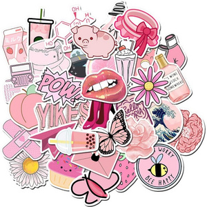 Waterproof Lovely Pink Stickers Vinyl for Trendy Kids Computer Skateboard Luggage Decal Patches Decal Kawaii Stickers