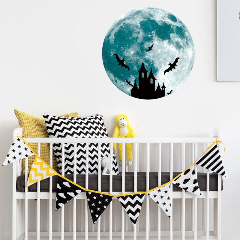 Eco-friendly Home Decorative Sticker 3d Moon Luminous Fluorescent Night Glow Star Wallpaper Home Decal Glow In The Dark Sticker