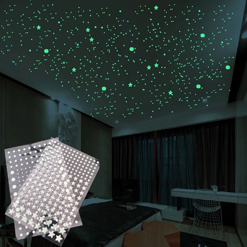 Luminous 3D Wall Sticker for Kids Room Bedroom Home Decoration Glow In The Dark Stars Moon Decal Fluorescent DIY Stickers