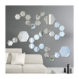 3D Mirror Sticker  Hexagonal Mirror DIY Wall Sticker Decoration Modern 3D TV Background Bathroom Wall sticker