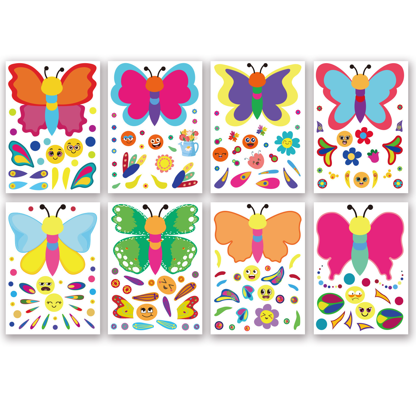 Butterfly Make Your Own Stickers for Kids, DIY Spring Butterfly Make a face Stickers for Kids Party Activities