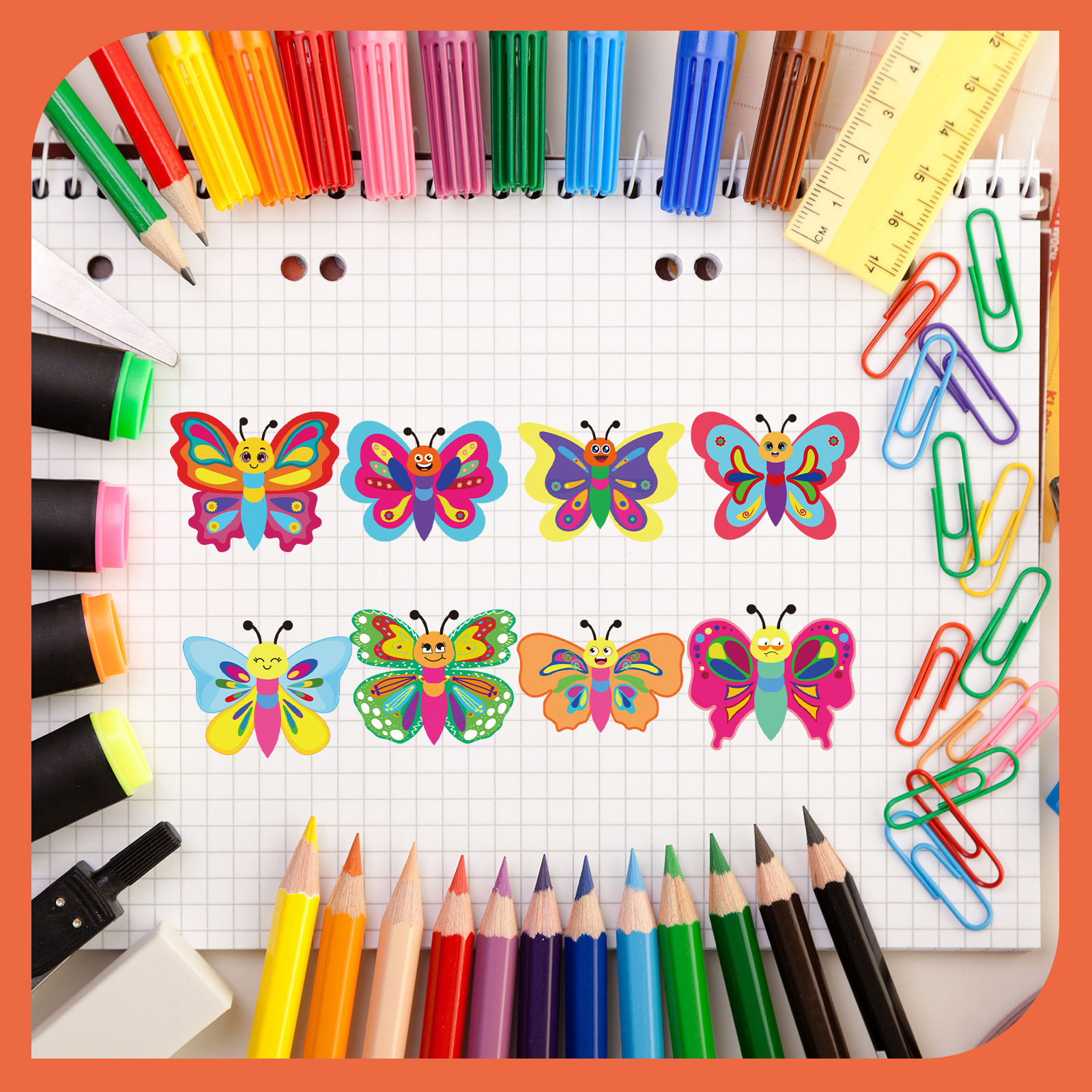 Butterfly Make Your Own Stickers for Kids, DIY Spring Butterfly Make a face Stickers for Kids Party Activities