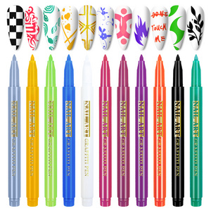 Acrylic Gel Design 3D Paint Tube Nail Art Pen 12 Colors Nail Polish False tips Drawing one step Pen