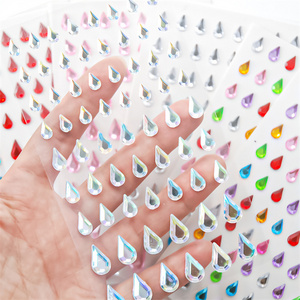 Water Drop Shape Self Adhesive Rhinestones Stickers 3D Acrylic Jewel Stickers For Festival  Face Crafts Set Of 7