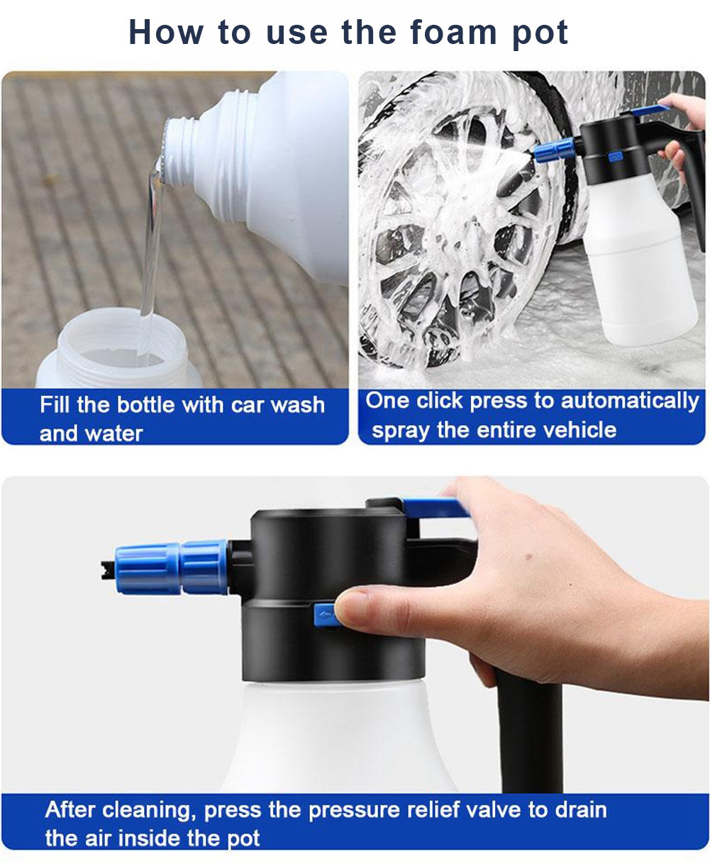 Car Wash 1.5L Electric Foam Sprayer Multifunctional Use Foam Cannon Sprayer Pot For Car Cleaning