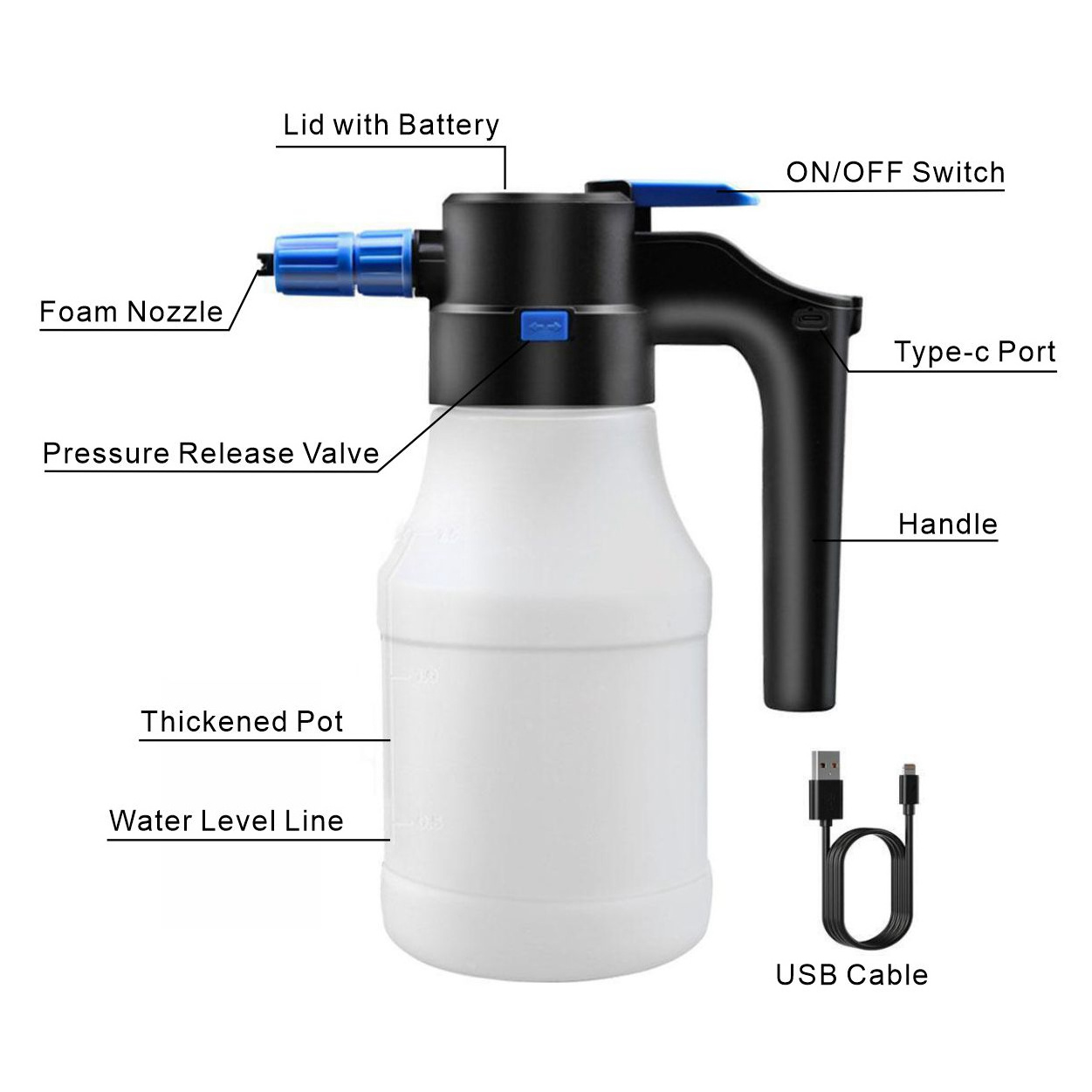 Car Wash 1.5L Electric Foam Sprayer Multifunctional Use Foam Cannon Sprayer Pot For Car Cleaning