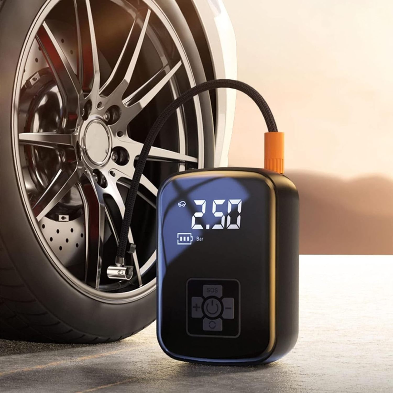 150PSI Tire Inflator with Emergency LED Light - 12V Wired/Wireless Car Tire Pump with Digital Pressure Gauge