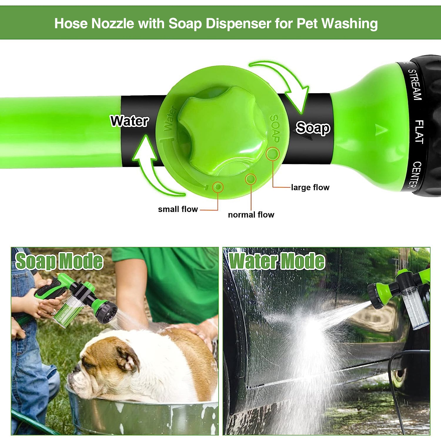 Pup Jet Wash Set 8 Spray Modes Soap Dispenser Bottle Snow Foam Gun Water Hose Foam Nozzle sprayer For Showering Pets Dog Cat