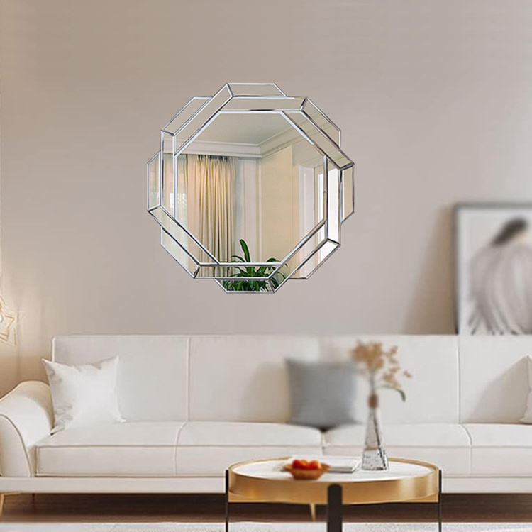 Hot-selling silver beveled decorative edges collage wall hanging mirror for entryway living room