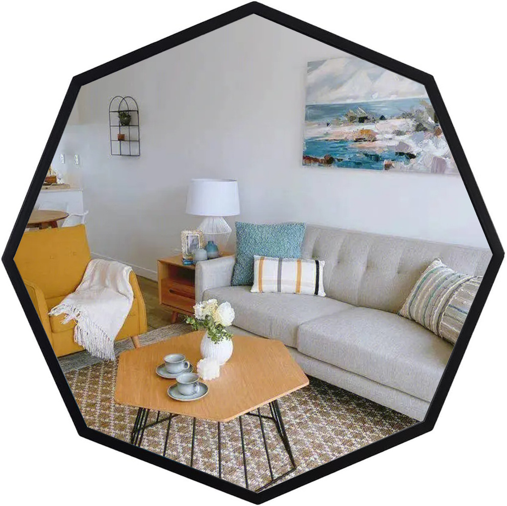 Elegant Hexagon Decorative Wall Mirrors Stick on Wall Mirror Wall Mounted Mirror