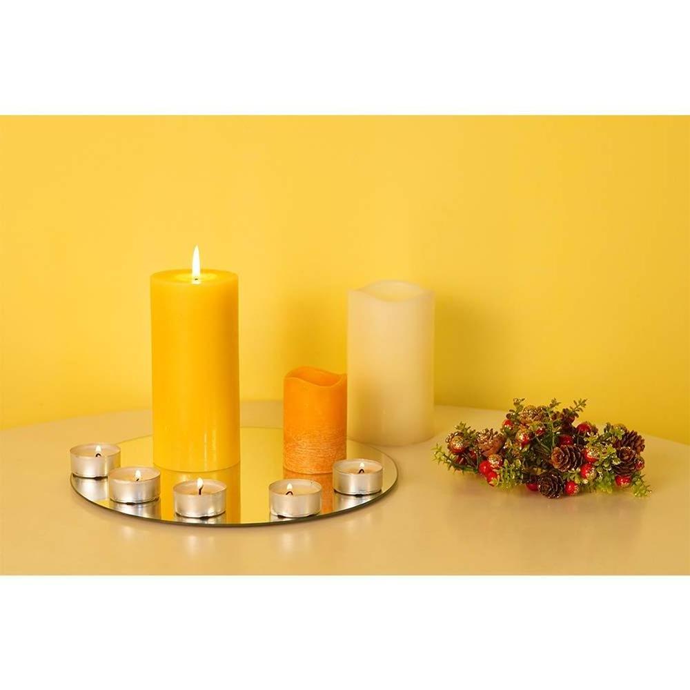 large candle holders Round Mirror Candle Tray/Plate with Bevel Edge for Wedding  Christmas decoration