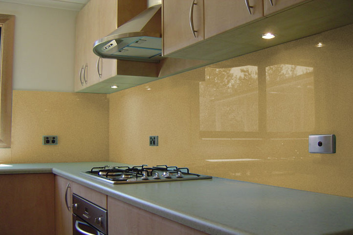 Kitchen Trend: The Glass Sheet Backsplash  -- Tempered glass kitchen wall panel