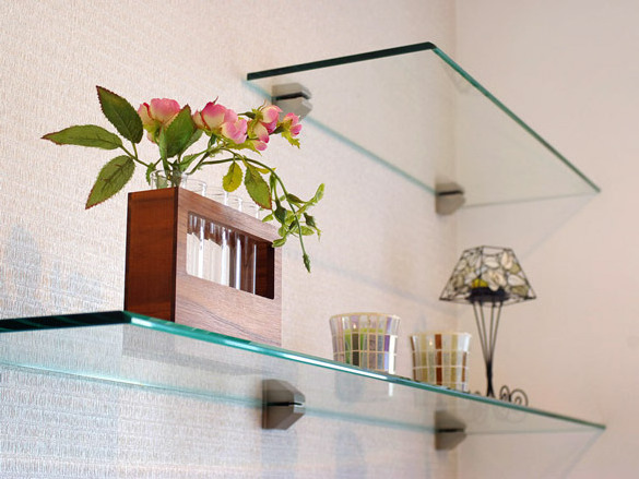 Wall mounted glass shelf  tempered glass shelves for bathroom/ living room