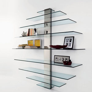 Glass Wall Shelf Unit/Free Standing Glass Shelf Unit