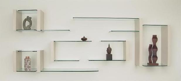 Glass Wall Shelf Unit/Free Standing Glass Shelf Unit