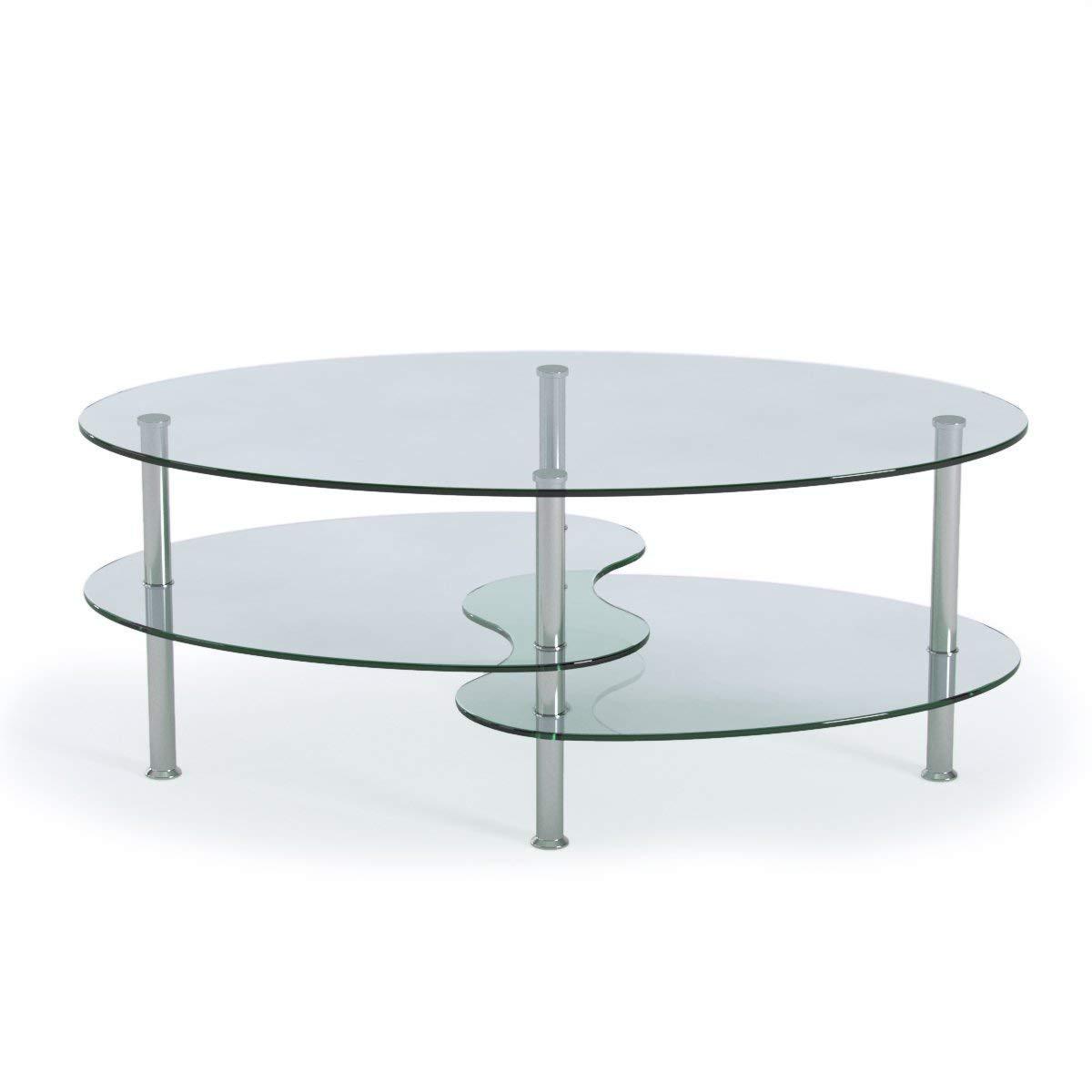 High-end Coffee Table Furniture Clear Oval Tempered Glass Table Top With Flat Polished Edge Modern Simplicity Style